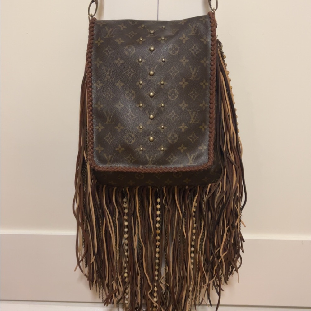 One of a kind Louis Vuitton With Brown Fringe Crossbody Bag